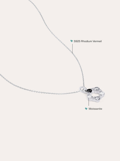 Midnight Glow Moissanite Cluster Necklace S925 Silver Rhodium Flat – Mondays Made Flower & Birthstone Jewelry Singapore