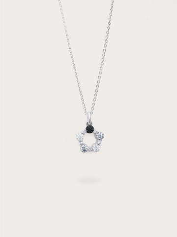 Midnight Glow Moissanite Cluster Necklace S925 Silver Rhodium (1) – Mondays Made Flower & Birthstone Jewelry Singapore