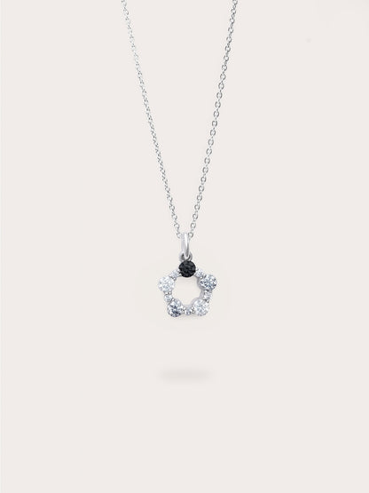 Midnight Glow Moissanite Cluster Necklace S925 Silver Rhodium (1) – Mondays Made Flower & Birthstone Jewelry Singapore