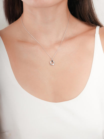 Midnight Glow Moissanite Cluster Necklace S925 Silver Rhodium (2) – Mondays Made Flower & Birthstone Jewelry Singapore