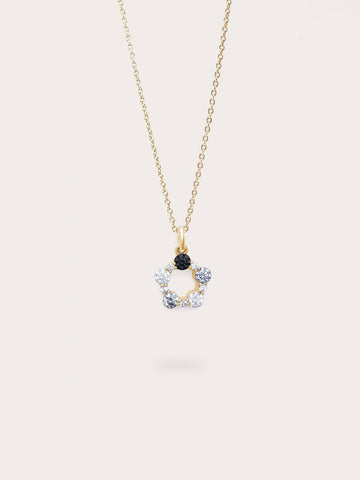 Midnight Glow Moissanite Cluster Necklace 18K Gold (1) – Mondays Made Flower & Birthstone Jewelry Singapore