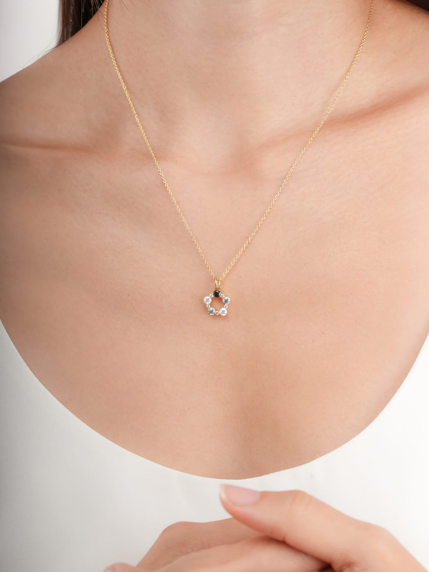 Midnight Glow Moissanite Cluster Necklace
