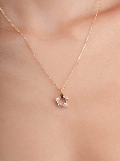 Midnight Glow Moissanite Cluster Necklace 18K Gold (3) – Mondays Made Flower & Birthstone Jewelry Singapore