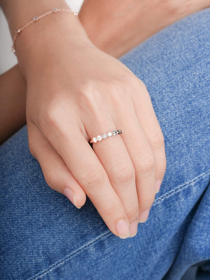 Midnight Glow Moissanite Eternity Band 18K Rose Gold (10) – Mondays Made Flower & Birthstone Jewelry Singapore