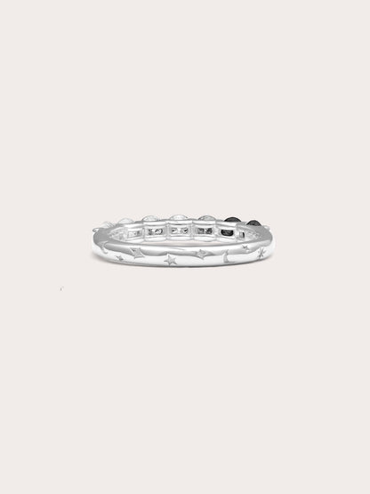Midnight Glow Moissanite Eternity Band S925 Silver Rhodium (7) – Mondays Made Flower & Birthstone Jewelry Singapore