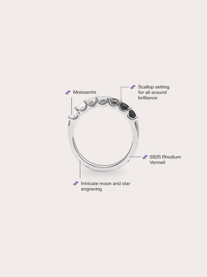 Midnight Glow Moissanite Eternity Band S925 Silver Rhodium It – Mondays Made Flower & Birthstone Jewelry Singapore