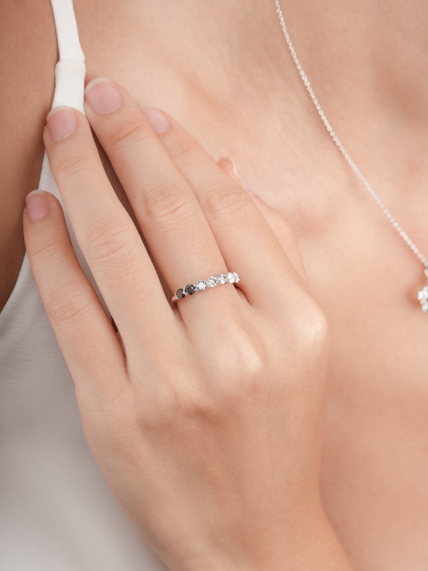 Midnight Glow Moissanite Eternity Band