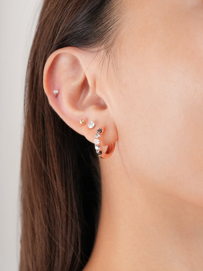 Midnight Glow Moissanite Reversible Huggie Earrings 18K Rose Gold S2v2 – Mondays Made Flower & Birthstone Jewelry Singapore