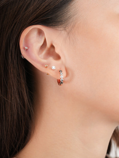 Midnight Glow Moissanite Reversible Huggie Earrings 18K Rose Gold (4) – Mondays Made Flower & Birthstone Jewelry Singapore