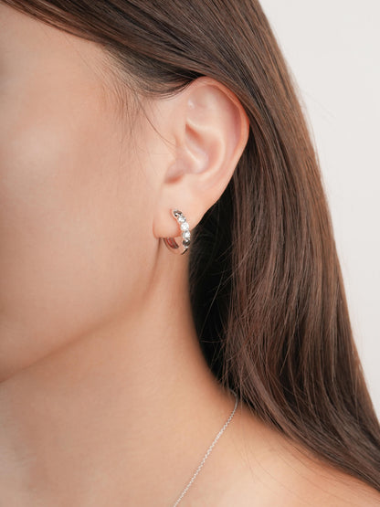 Midnight Glow Moissanite Reversible Huggie Earrings S925 Silver Rhodium S2v2 – Mondays Made Flower & Birthstone Jewelry Singapore