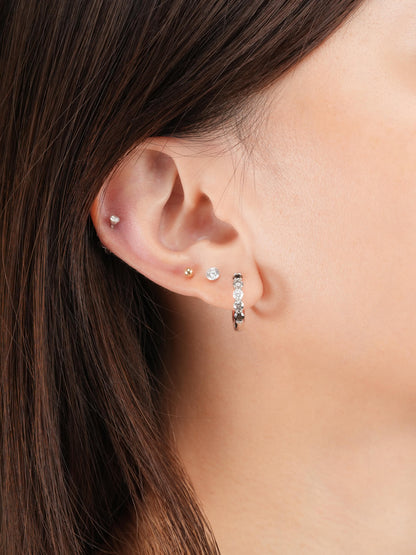 Midnight Glow Moissanite Reversible Huggie Earrings S925 Silver Rhodium S3v2 – Mondays Made Flower & Birthstone Jewelry Singapore