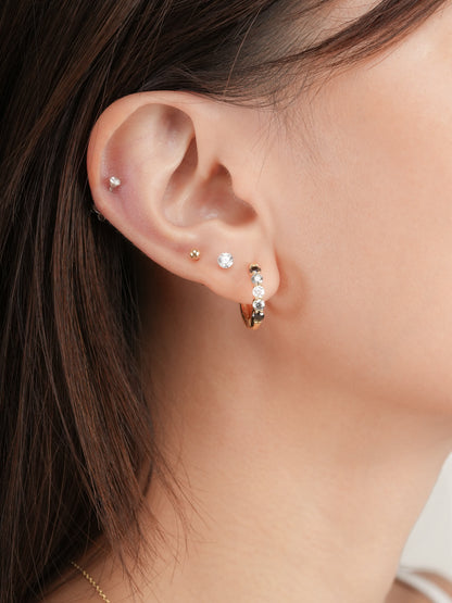 Midnight Glow Moissanite Reversible Huggie Earrings 18K Gold (2) – Mondays Made Flower & Birthstone Jewelry Singapore