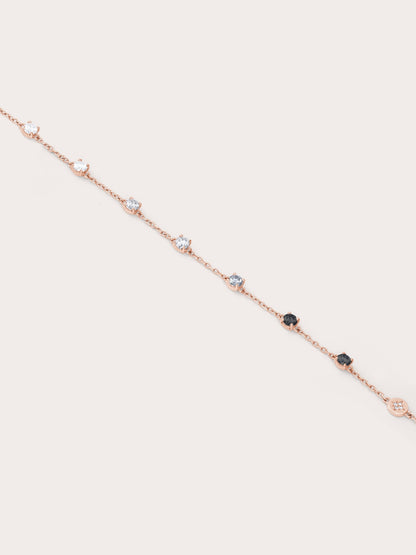 Midnight Glow Moissanite Station Bracelet 18K Rose Gold Flat – Mondays Made Flower & Birthstone Jewelry Singapore