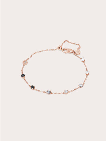 Midnight Glow Moissanite Station Bracelet 18K Rose Gold (1) – Mondays Made Flower & Birthstone Jewelry Singapore