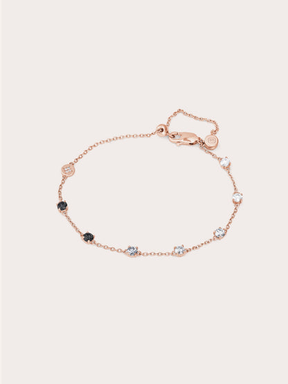 Midnight Glow Moissanite Station Bracelet 18K Rose Gold (1) – Mondays Made Flower & Birthstone Jewelry Singapore
