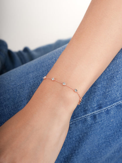Midnight Glow Moissanite Station Bracelet 18K Rose Gold (2) – Mondays Made Flower & Birthstone Jewelry Singapore