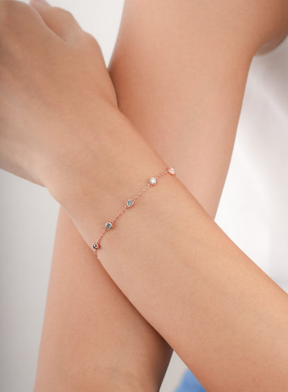 Midnight Glow Moissanite Station Bracelet 18K Rose Gold (3) – Mondays Made Flower & Birthstone Jewelry Singapore