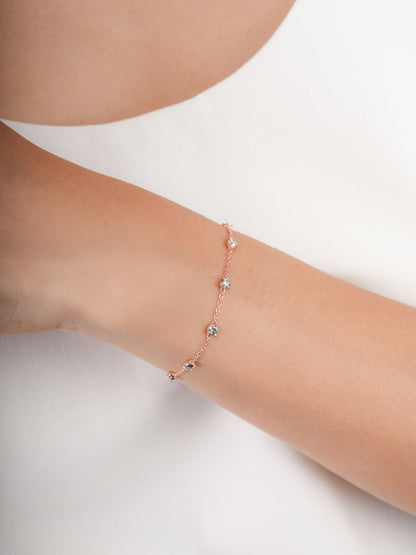 Midnight Glow Moissanite Station Bracelet 18K Rose Gold (4) – Mondays Made Flower & Birthstone Jewelry Singapore