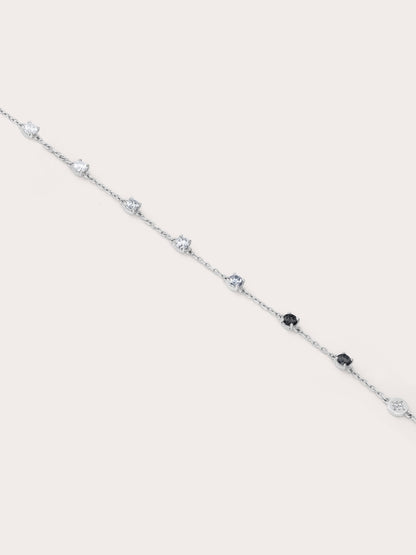 Midnight Glow Moissanite Station Bracelet S925 Silver Rhodium Flat – Mondays Made Flower & Birthstone Jewelry Singapore