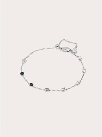 Midnight Glow Moissanite Station Bracelet S925 Silver Rhodium (1) – Mondays Made Flower & Birthstone Jewelry Singapore