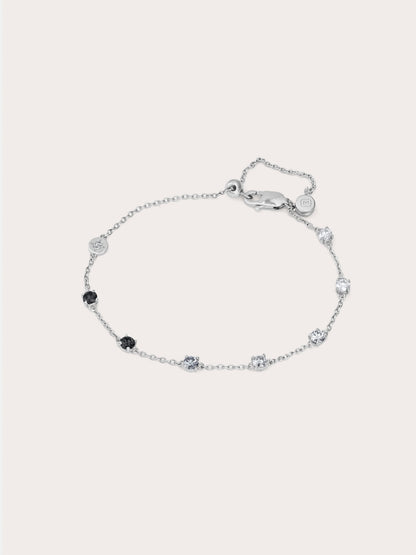 Midnight Glow Moissanite Station Bracelet S925 Silver Rhodium (1) – Mondays Made Flower & Birthstone Jewelry Singapore