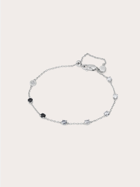 Midnight Glow Moissanite Station Bracelet S925 Silver Rhodium (1) – Mondays Made Flower & Birthstone Jewelry Singapore