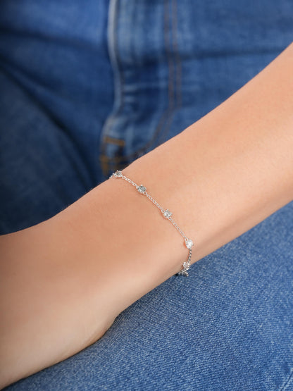 Midnight Glow Moissanite Station Bracelet S925 Silver Rhodium (3) – Mondays Made Flower & Birthstone Jewelry Singapore