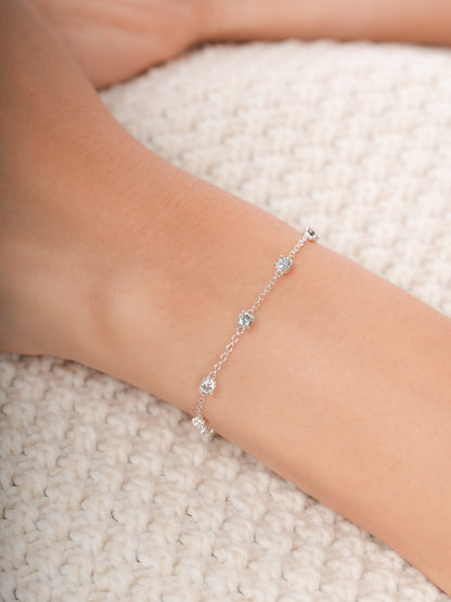 Midnight Glow Moissanite Station Bracelet S925 Silver Rhodium (2) – Mondays Made Flower & Birthstone Jewelry Singapore