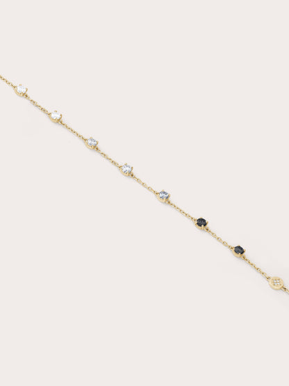 Midnight Glow Moissanite Station Bracelet 18K Gold Flat – Mondays Made Flower & Birthstone Jewelry Singapore