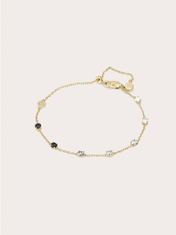 Midnight Glow Moissanite Station Bracelet 18K Gold (1) – Mondays Made Flower & Birthstone Jewelry Singapore