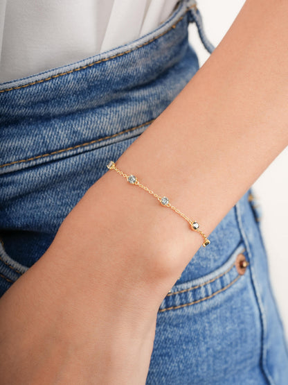 Midnight Glow Moissanite Station Bracelet 18K Gold (3) – Mondays Made Flower & Birthstone Jewelry Singapore