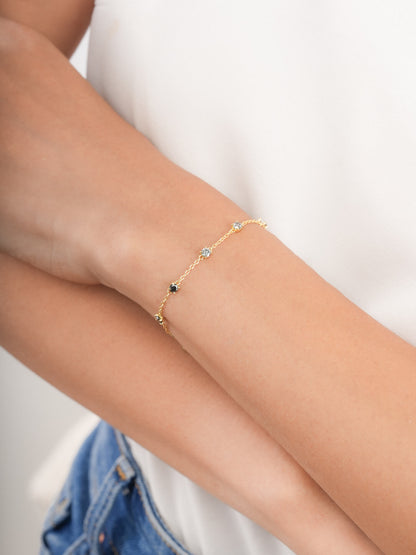 Midnight Glow Moissanite Station Bracelet 18K Gold (2) – Mondays Made Flower & Birthstone Jewelry Singapore