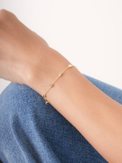 Midnight Glow Moissanite Station Bracelet 18K Gold (4) – Mondays Made Flower & Birthstone Jewelry Singapore