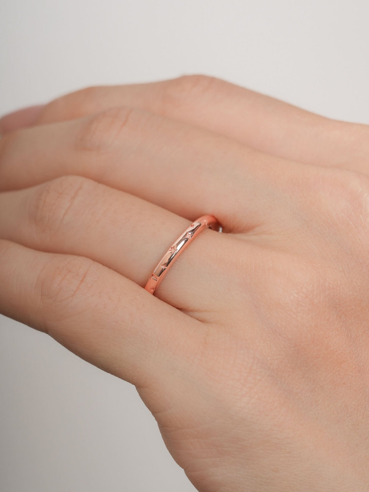 Moissanite Eternity Bands View 18K Rose Gold (2) – Mondays Made Flower & Birthstone Jewelry Singapore