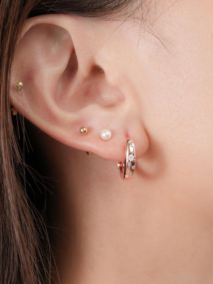 Moissanite Reversible Huggie Earrings Duo Sided 18K Rose Gold (8) – Mondays Made Flower & Birthstone Jewelry Singapore