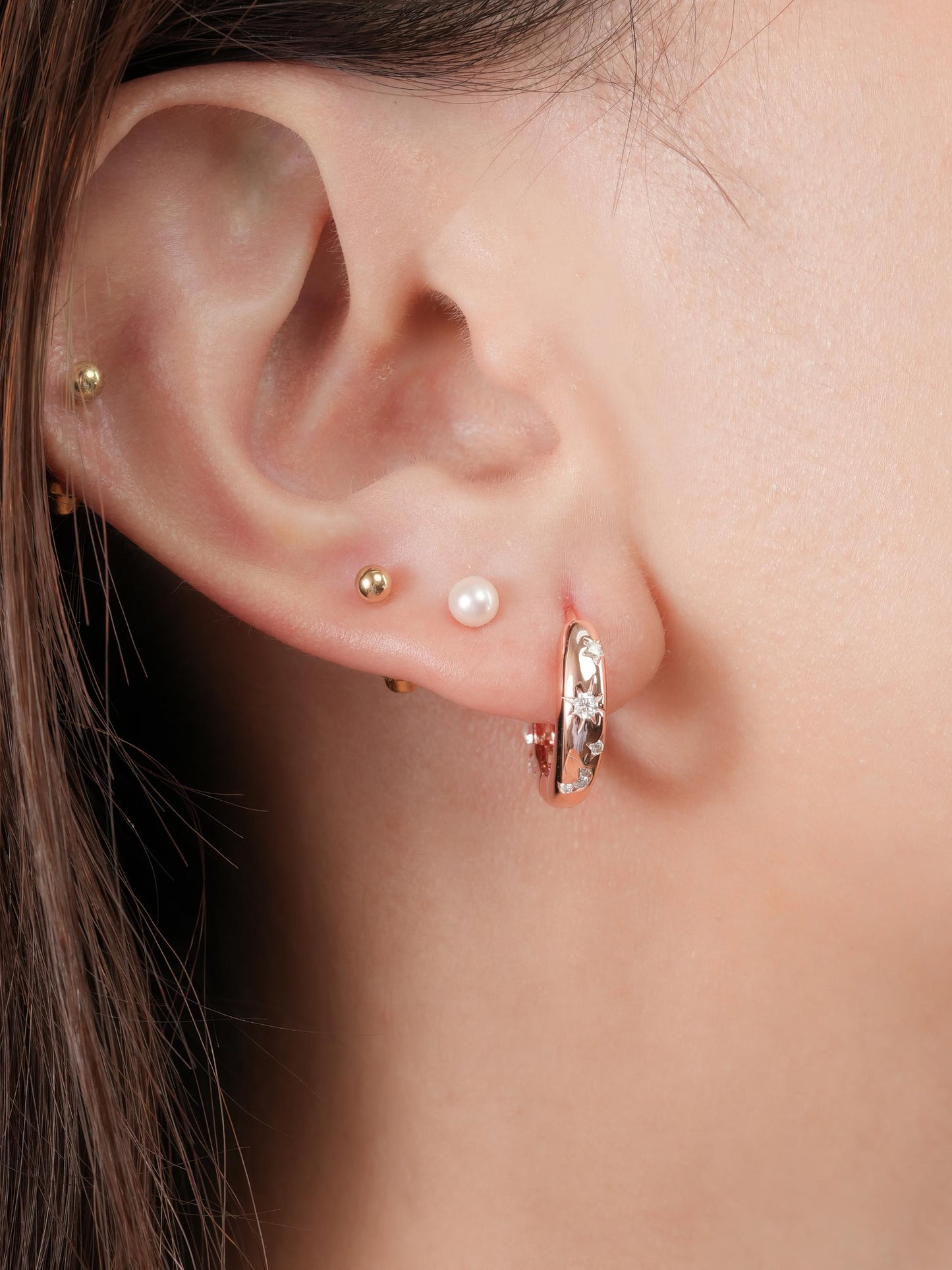 Snowfall White Moissanite Reversible Huggie Earrings