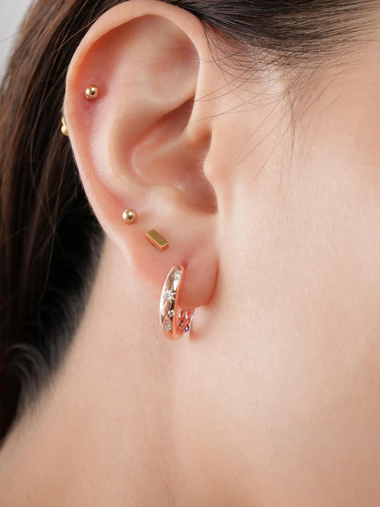 Rainbow Moissanite Reversible Huggie Earrings