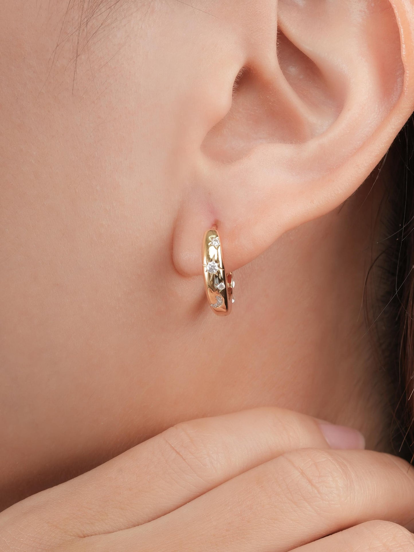 Pink Meadows Moissanite Reversible Huggie Earrings