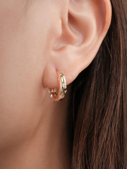 Moissanite Reversible Huggie Earrings Duo Sided 18K Gold (3) – Mondays Made Flower & Birthstone Jewelry Singapore