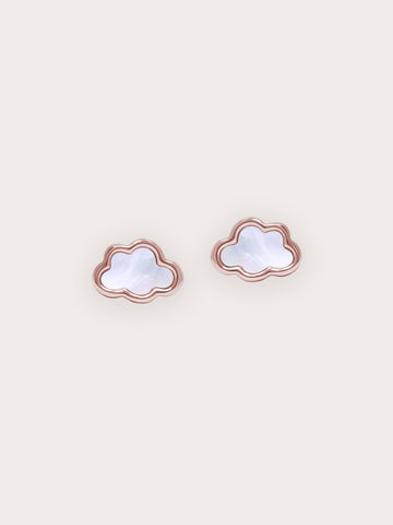 Mother of Pearl Cloud Stud 18K Rose Gold – Mondays Made Flower & Birthstone Jewelry Singapore