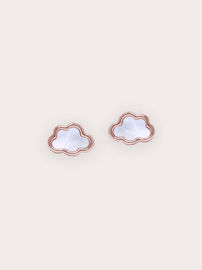 Mother of Pearl Cloud Stud 18K Rose Gold – Mondays Made Flower & Birthstone Jewelry Singapore