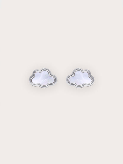 Mother of Pearl Cloud Stud S925 Silver Rhodium – Mondays Made Flower & Birthstone Jewelry Singapore