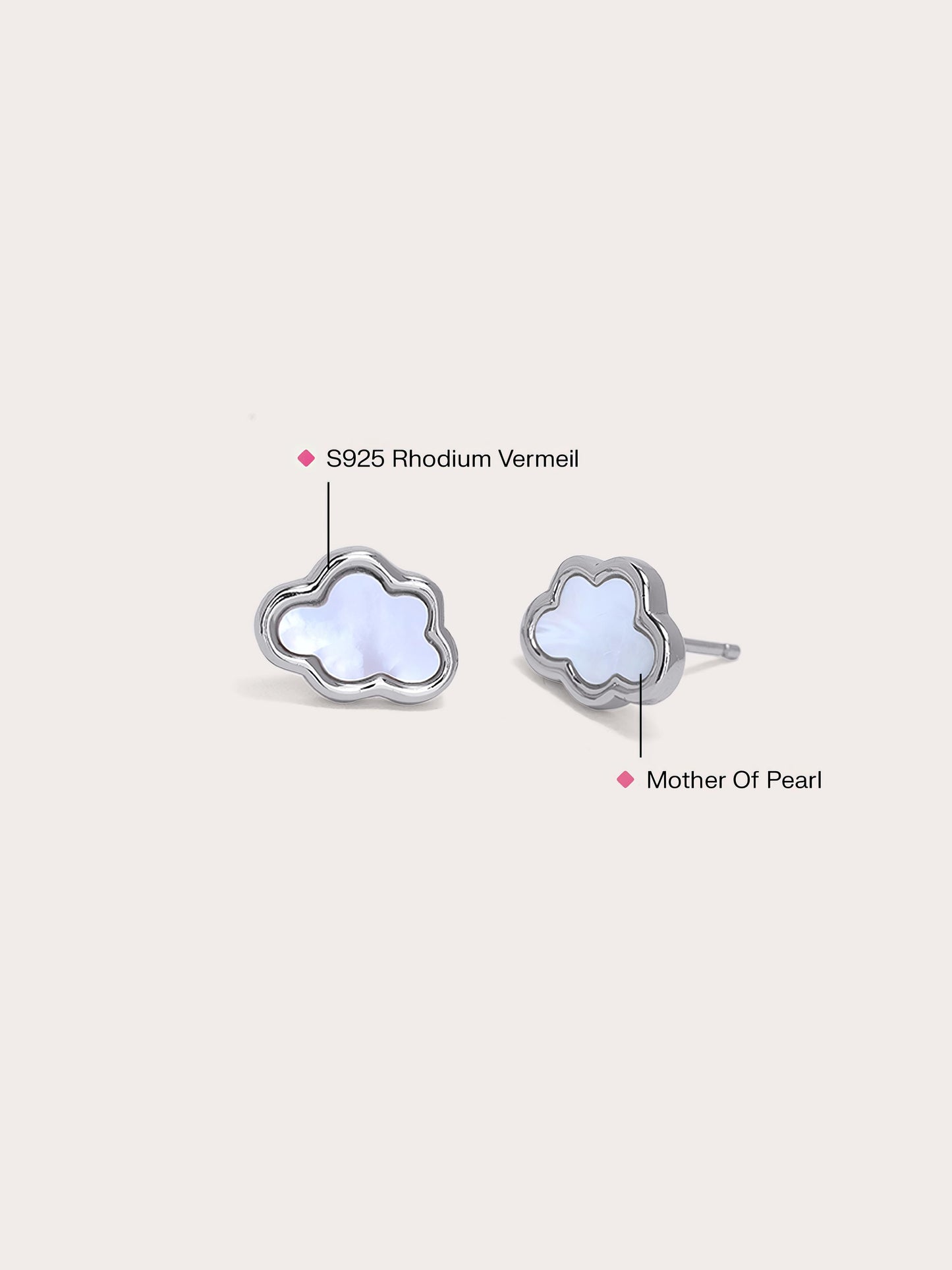 Mother of Pearl Cloud Stud Earrings