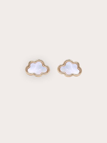 Mother of Pearl Cloud Stud 18K Gold – Mondays Made Flower & Birthstone Jewelry Singapore