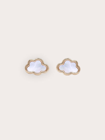 Mother of Pearl Cloud Stud 18K Gold – Mondays Made Flower & Birthstone Jewelry Singapore