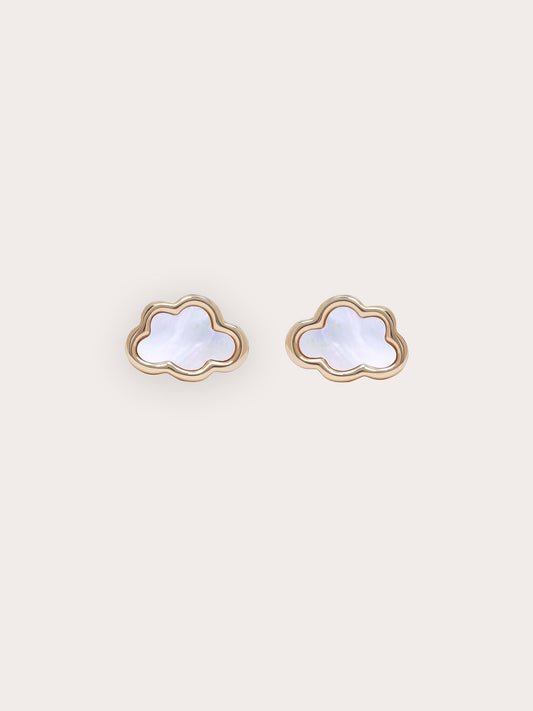 Mother of Pearl Cloud Stud 18K Gold – Mondays Made Flower & Birthstone Jewelry Singapore
