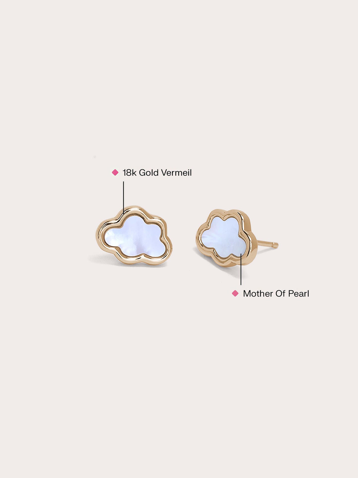 Mother of Pearl Cloud Stud Earrings