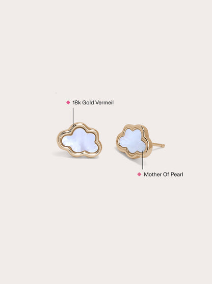 Mother of Pearl Cloud Stud 18K Gold Side – Mondays Made Flower & Birthstone Jewelry Singapore
