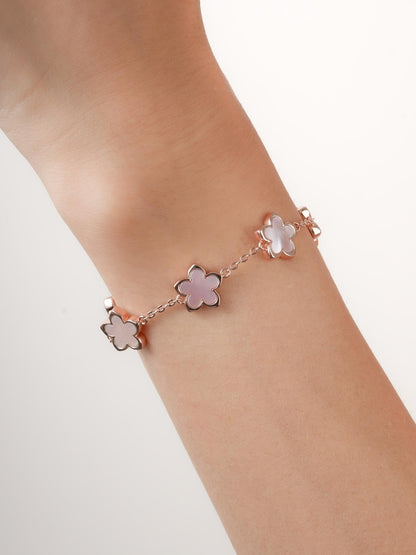 Mother of Pearl Sakura Bracelet 18K Rose Gold (8) – Mondays Made Flower & Birthstone Jewelry Singapore