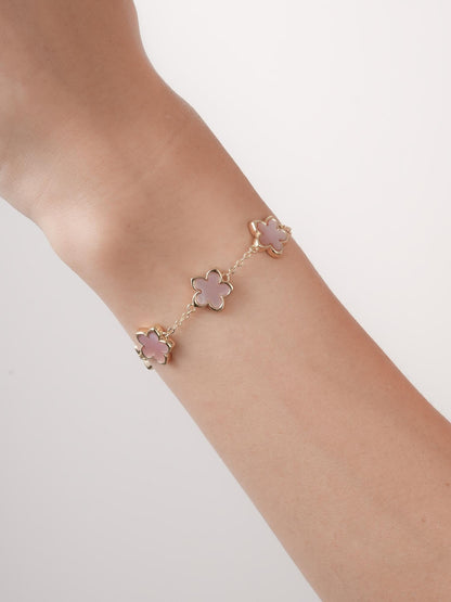 Mother of Pearl Sakura Bracelet 18K Gold (13) – Mondays Made Flower & Birthstone Jewelry Singapore